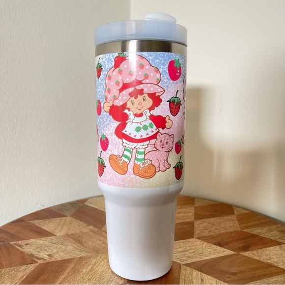 Hand Crafted Other - Custom Name Strawberry shortcake 40 oz Tumbler Strawberry 40oz Stainless Steel